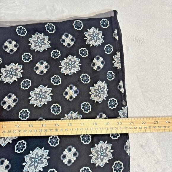 Charter Club Blue Gray Print 100% Silk/Viscose Scarf Delicate Overside Shawl - Picture 8 of 9